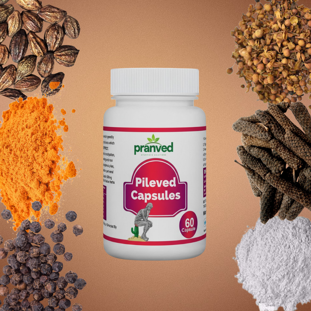 Pileved Herbal Digestive & Gut Relief Capsules | 100% Ayurvedic Formula